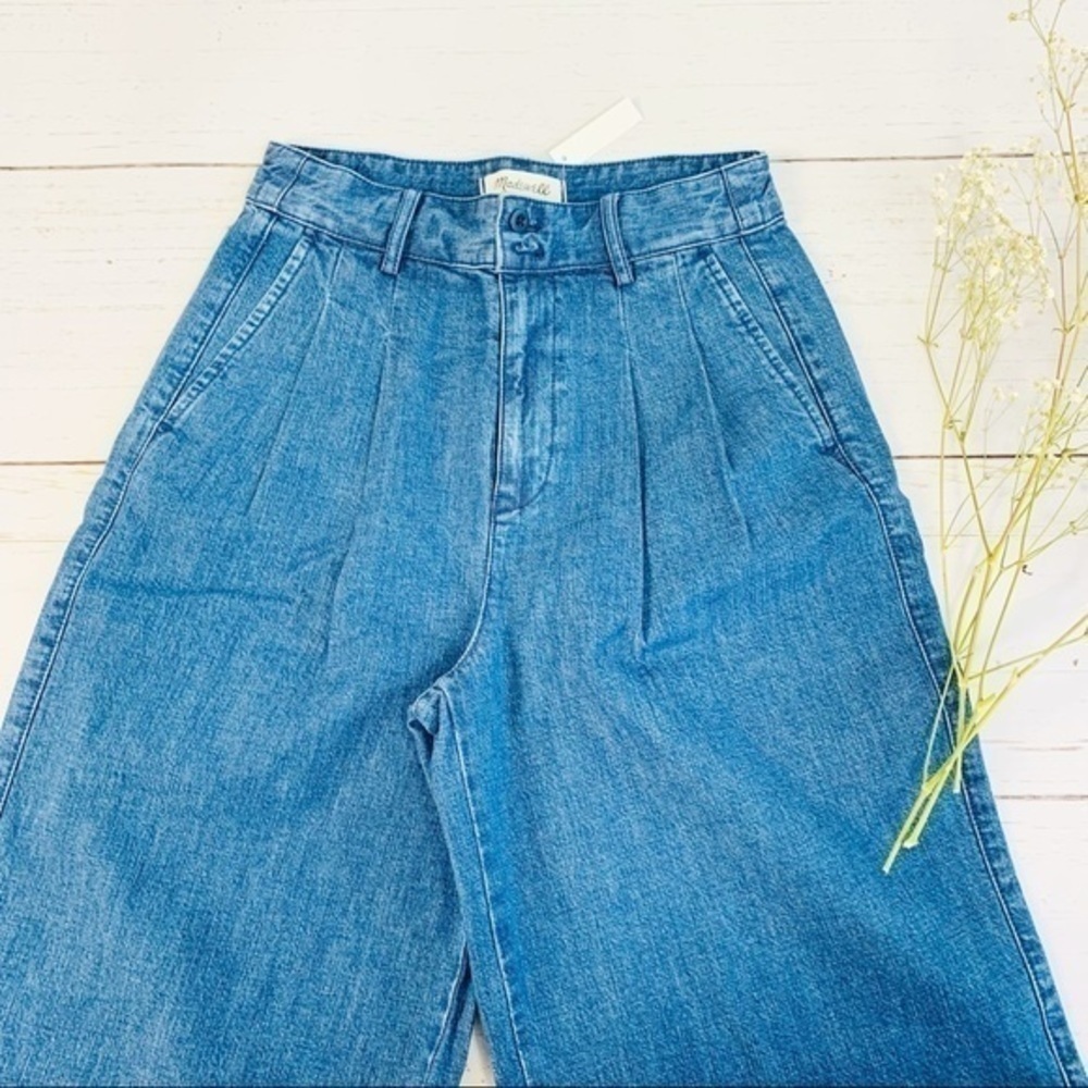 Madewell pleated wide leg jeans. K4982 - Picture 8 of 11